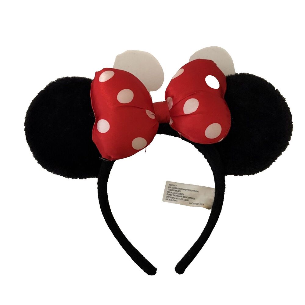 Disney Parks Minnie Mouse Ears Headband Classic Red Bow Adult One Size